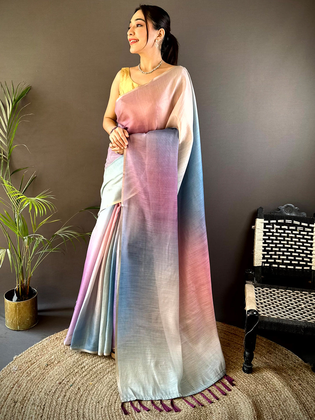 Multi Ombre Chanderi Tissue Saree