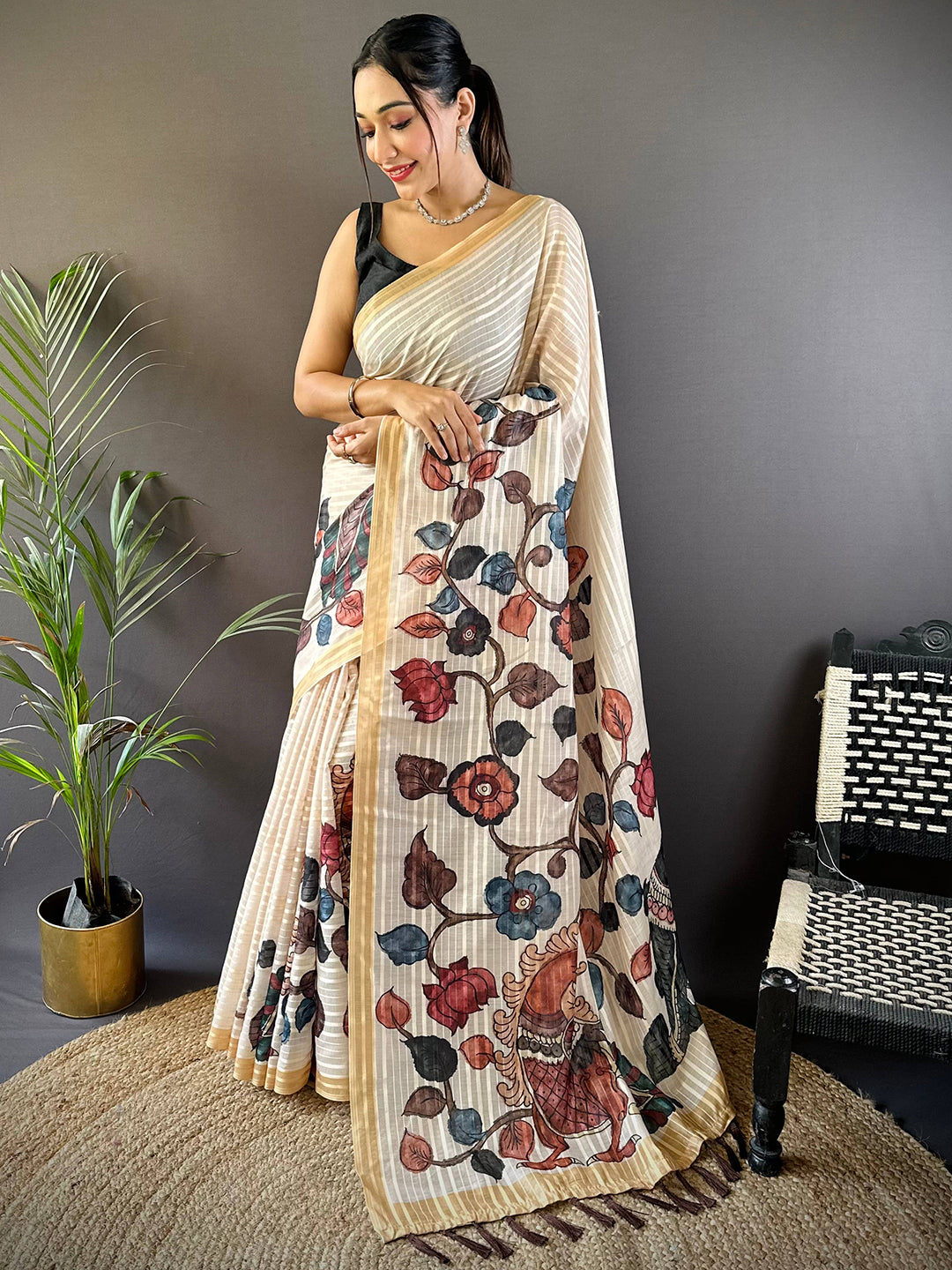 Artisan Bloom Kalamkari Saree