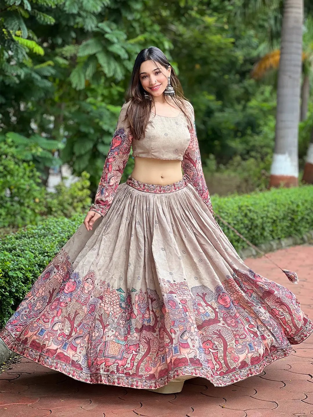 Royal Beige Kalamkari Lehenga Set