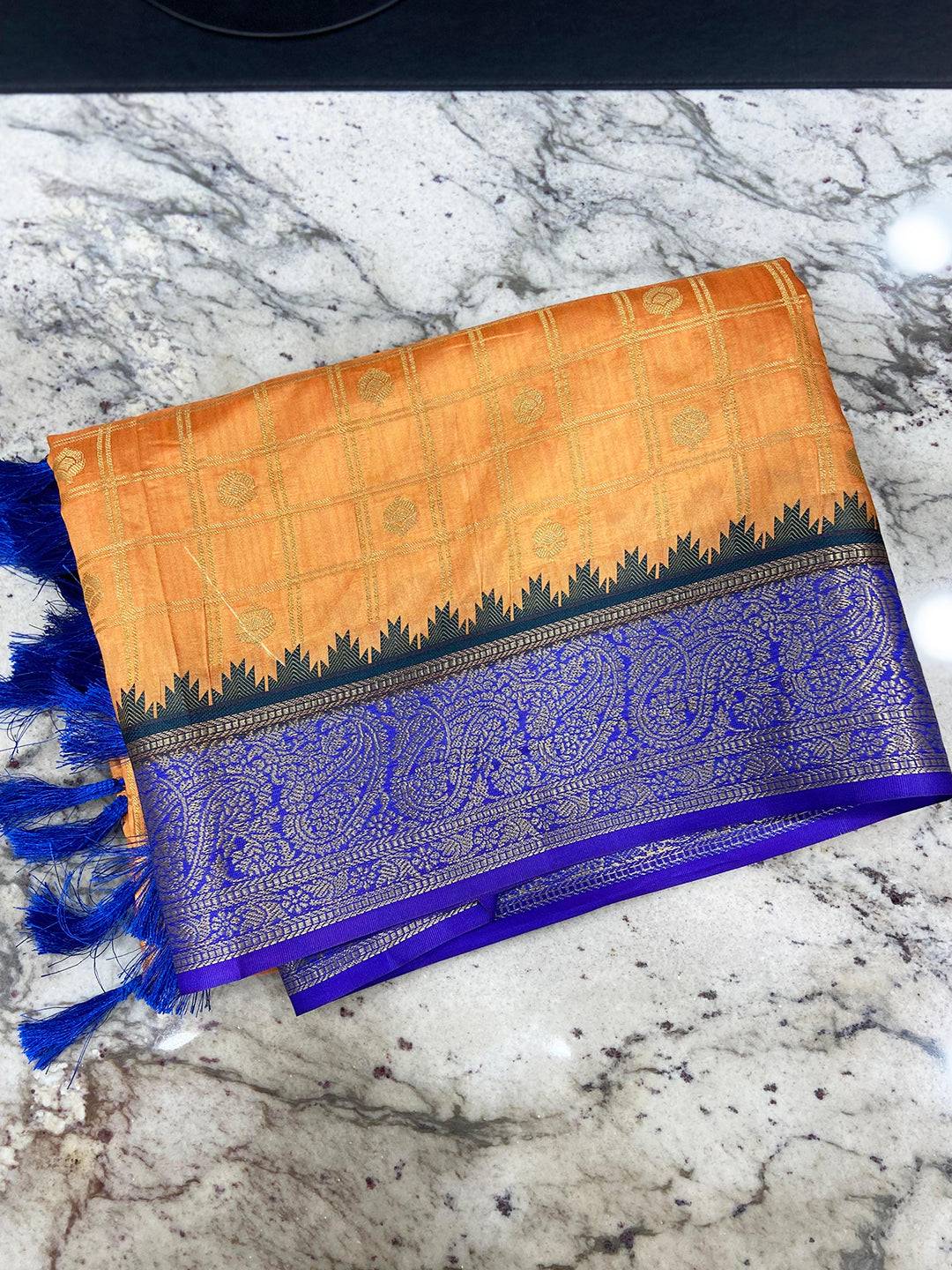 Vibrant Orange Kovai Banarasi Silk Saree