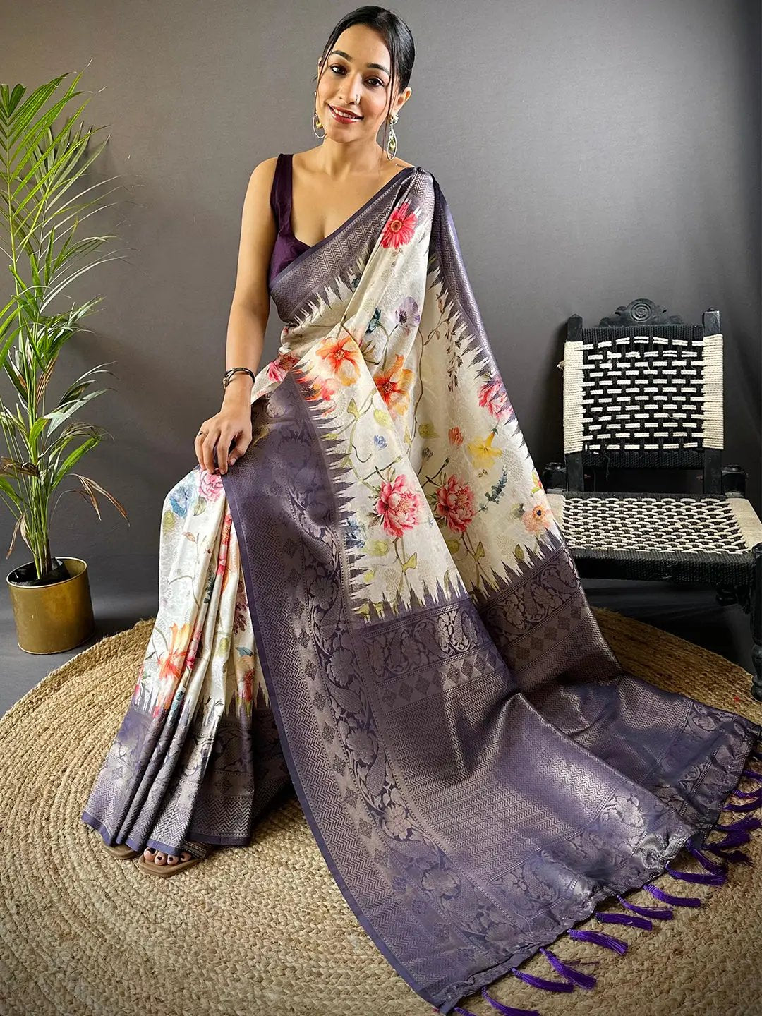 Floral Soft Kanjivaram Silk Saree