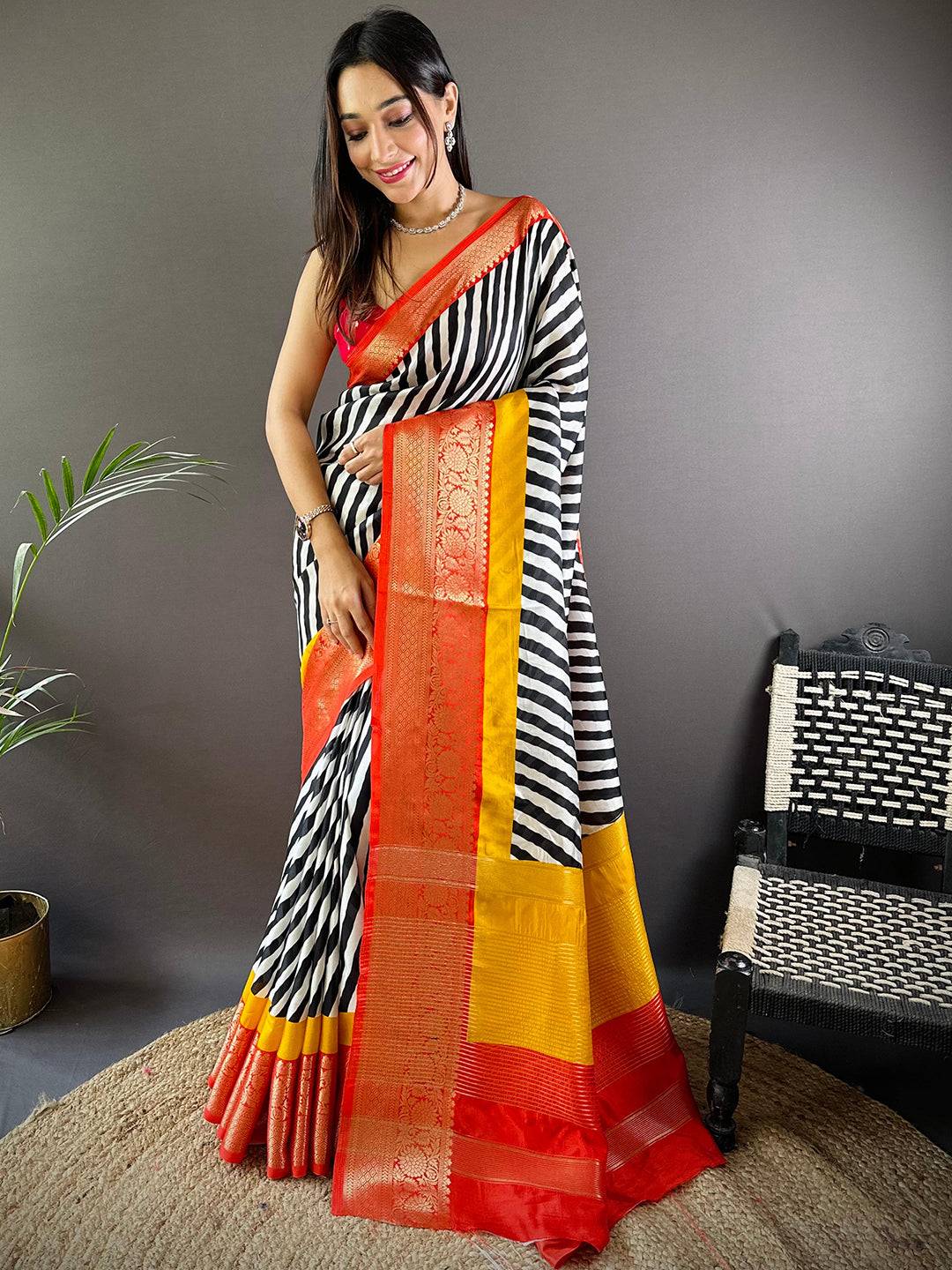 Heritage Glow Striped Zari Saree