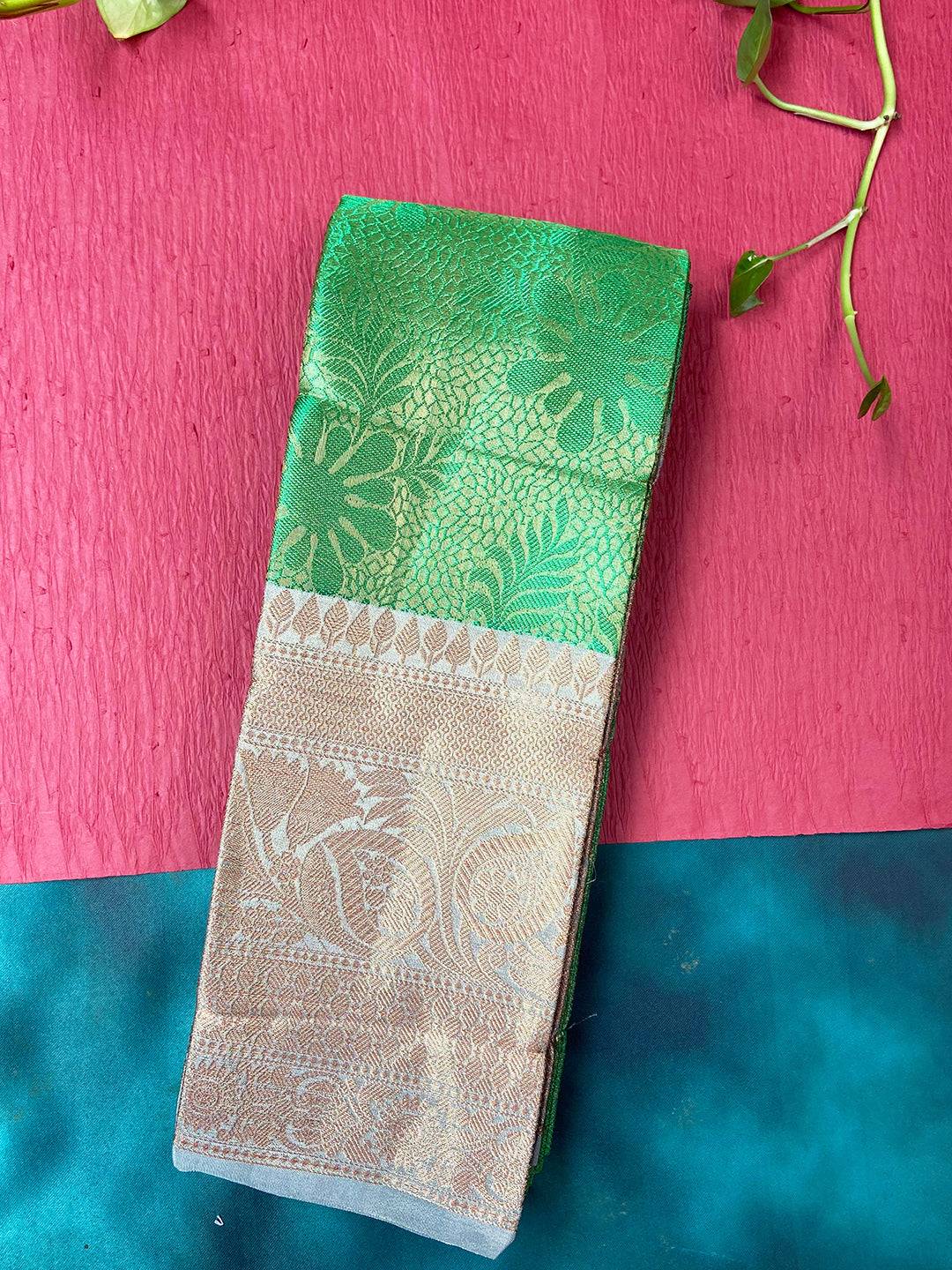 Parakeet Green Dhupian Silk With Ethnic Motifs Saree