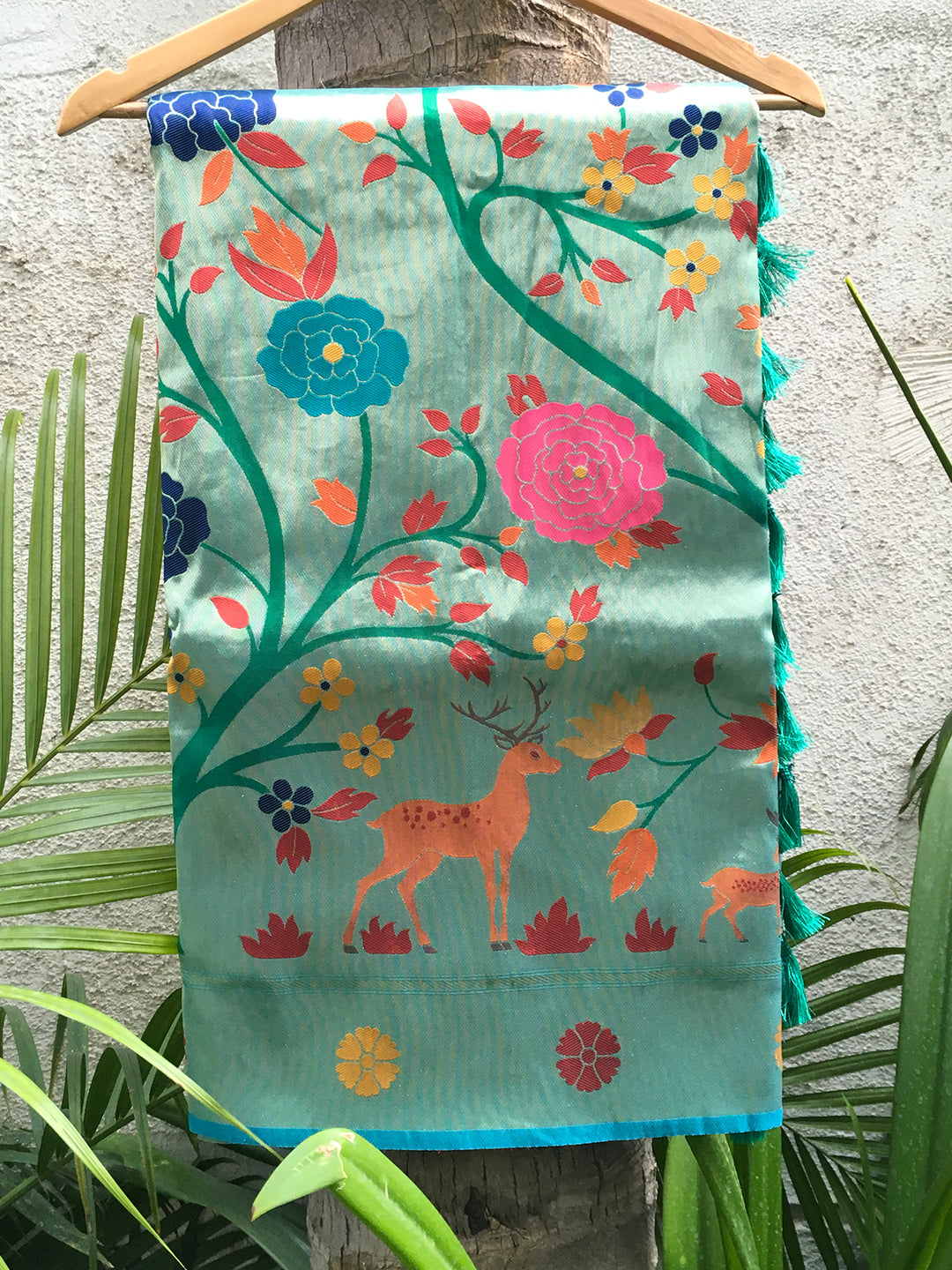 Rama Meenakari Work Paithani Saree