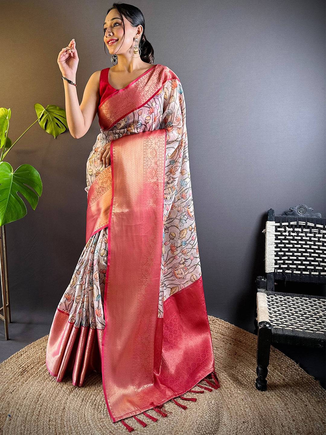 Kalamkari Bloom Kota Doriya Saree