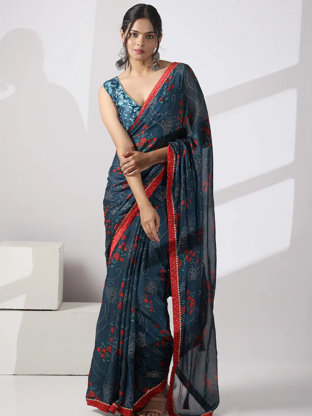 Soft Georgette Designer Saree Multi Colored Party Wear