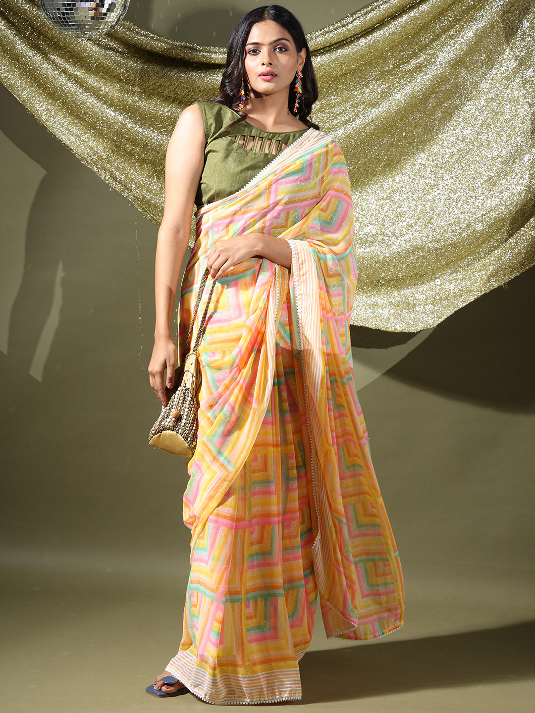  Soft Georgette Multi Colored Saree