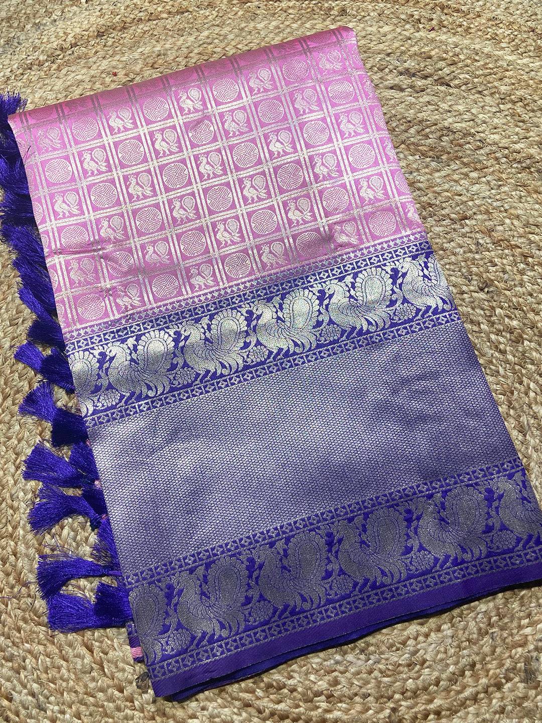 Baby Pink Woven Design Pattu Silk Saree