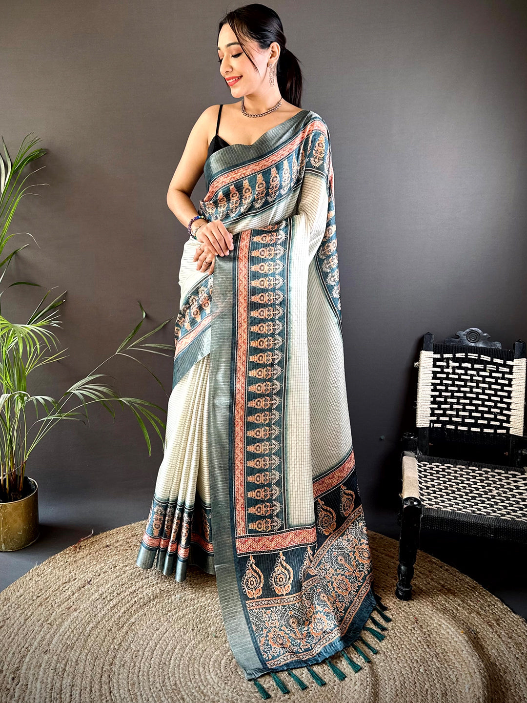 Radiant Rama Soft Silk Digital Print Saree