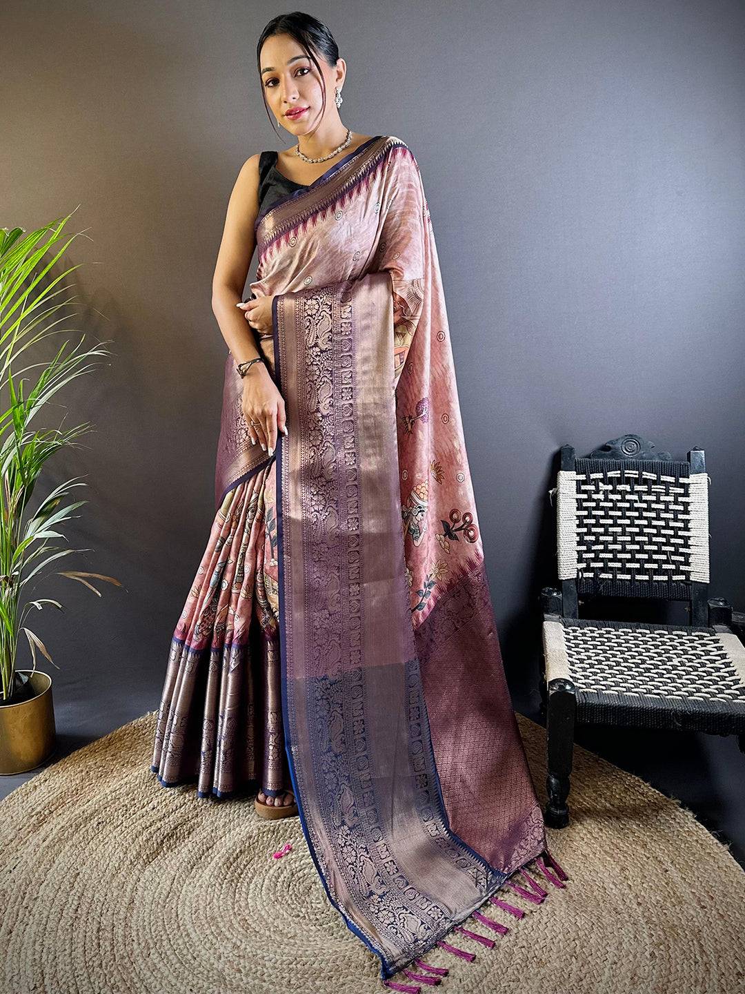 Intricate Soft Pink Banarasi Silk Saree