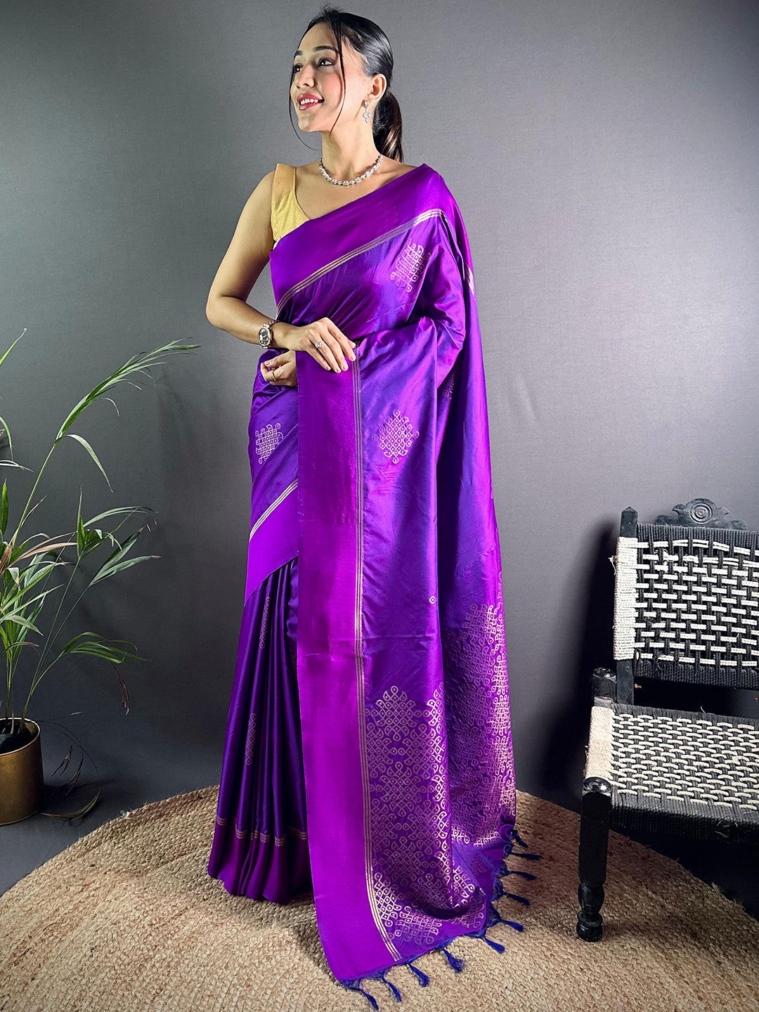 Wine Kolam Silk Heritage Saree