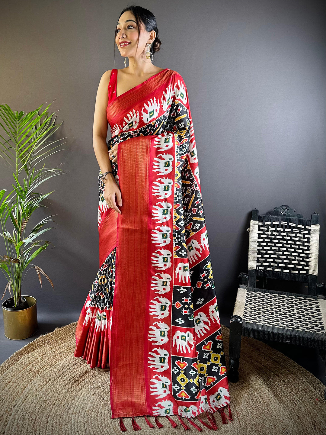 Black Soft Silk Patola Radiance Saree