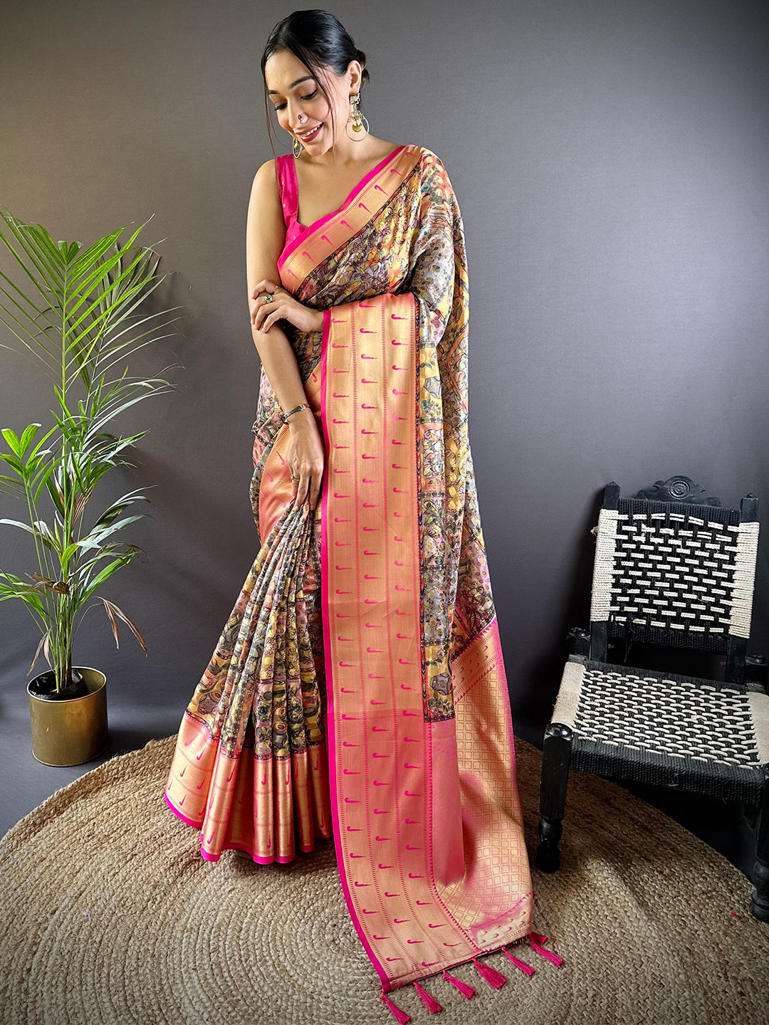 Kora Silk Madhubani Charm Saree