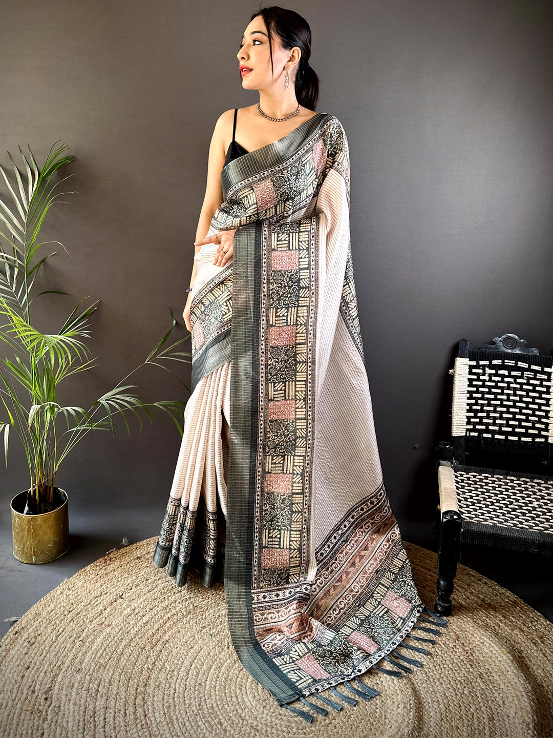 Radiant Black Soft Silk Digital Print Saree