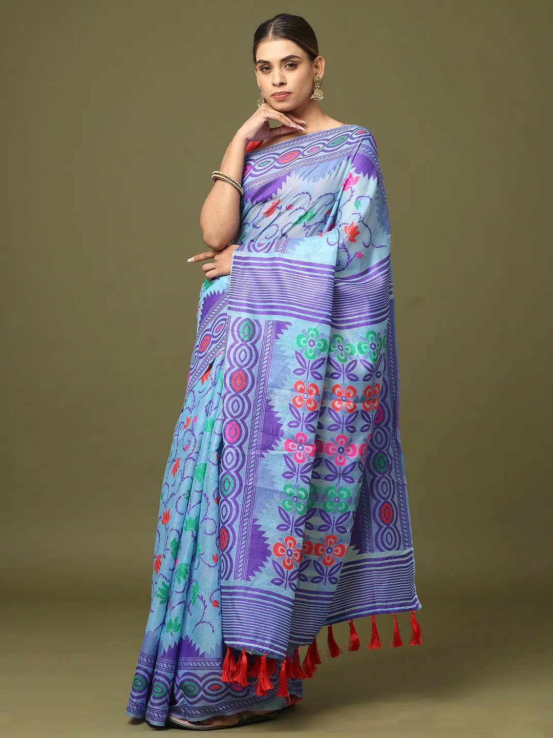 Dhakai Jamdani Light Weight Cotton Silk Saree