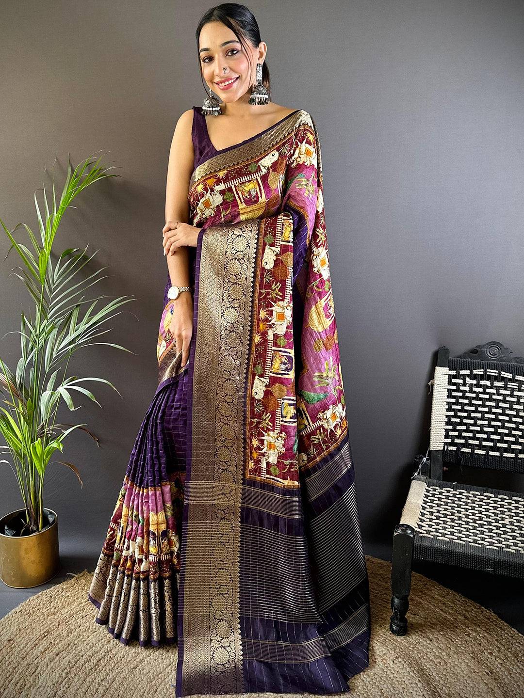 Mughal Heritage Viscose Dola Silk Saree