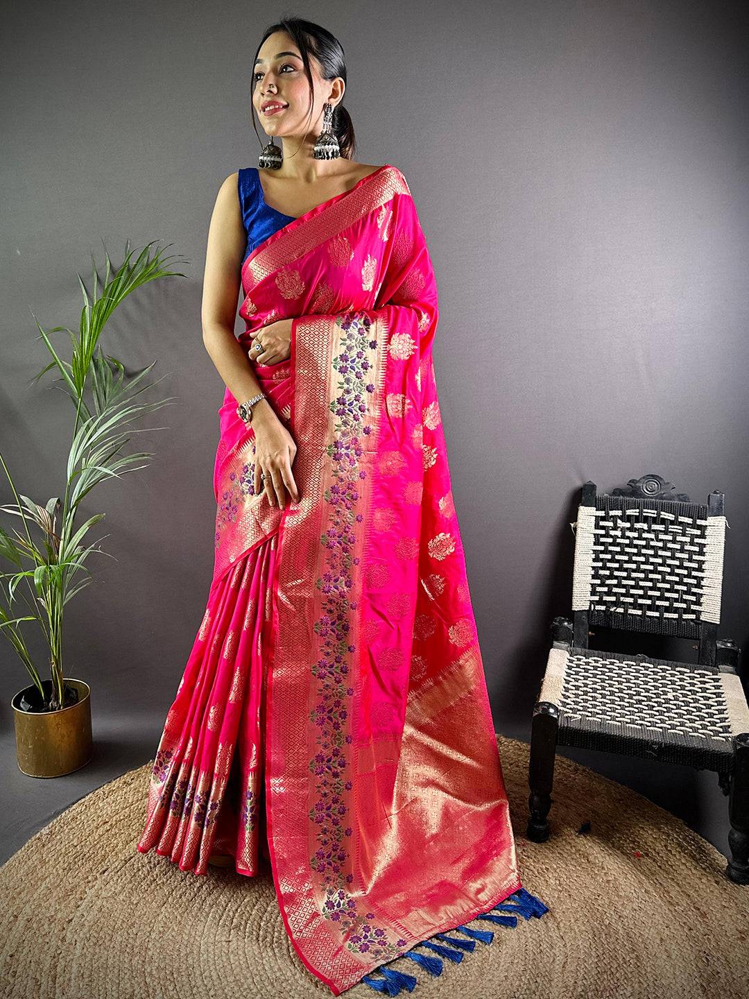 Golden Bloom Banarasi Elegance Saree