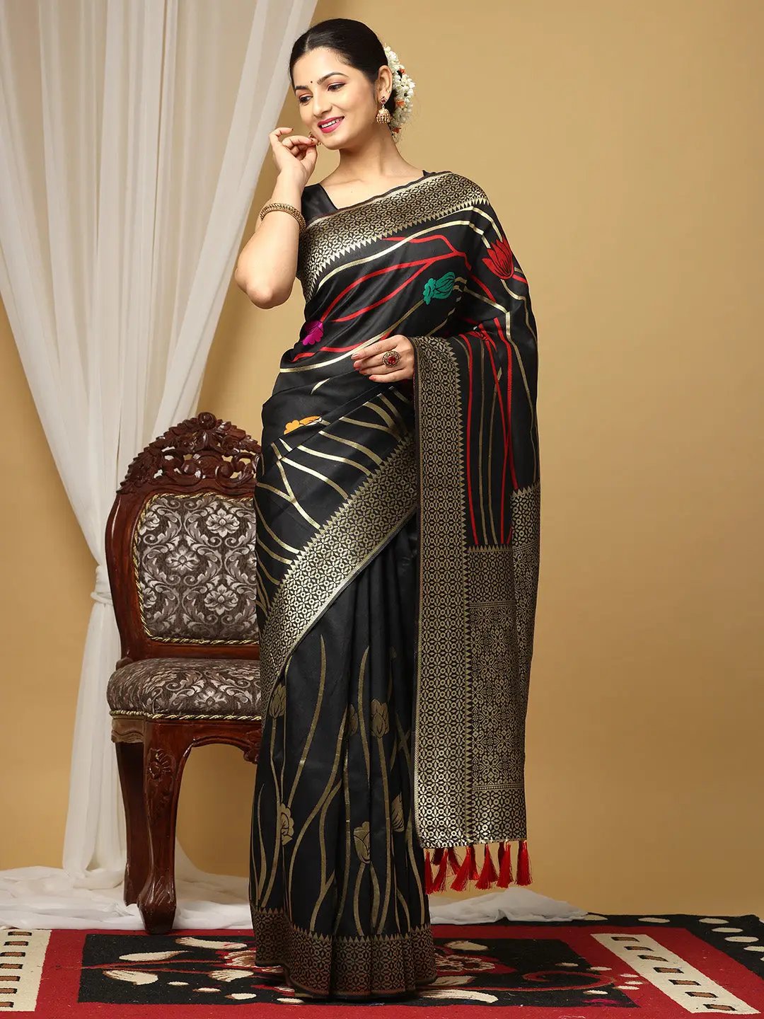 Banarasi Katan Silk Saree With Zari Butti