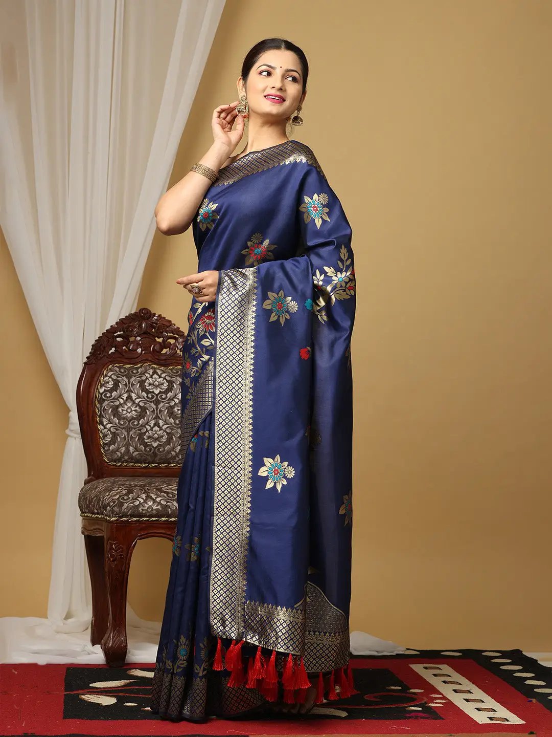 Banarasi Katan Silk  Saree With Zari Butti