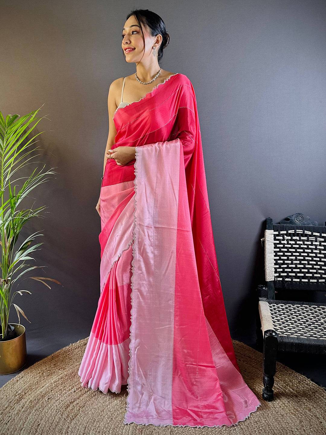 Elegant Rainbow Stone Saree