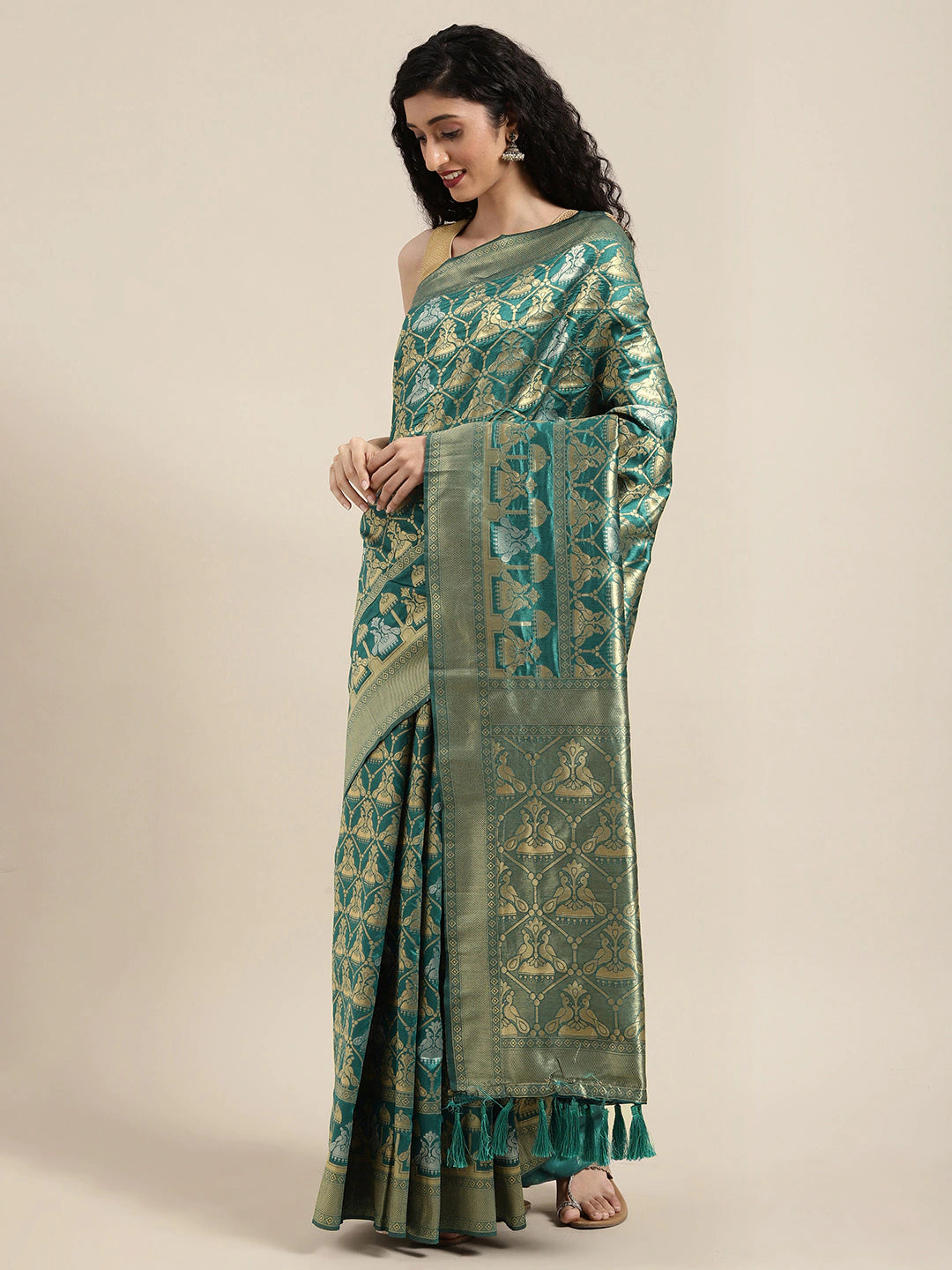  Beautiful Banarasi Green Colour Saree