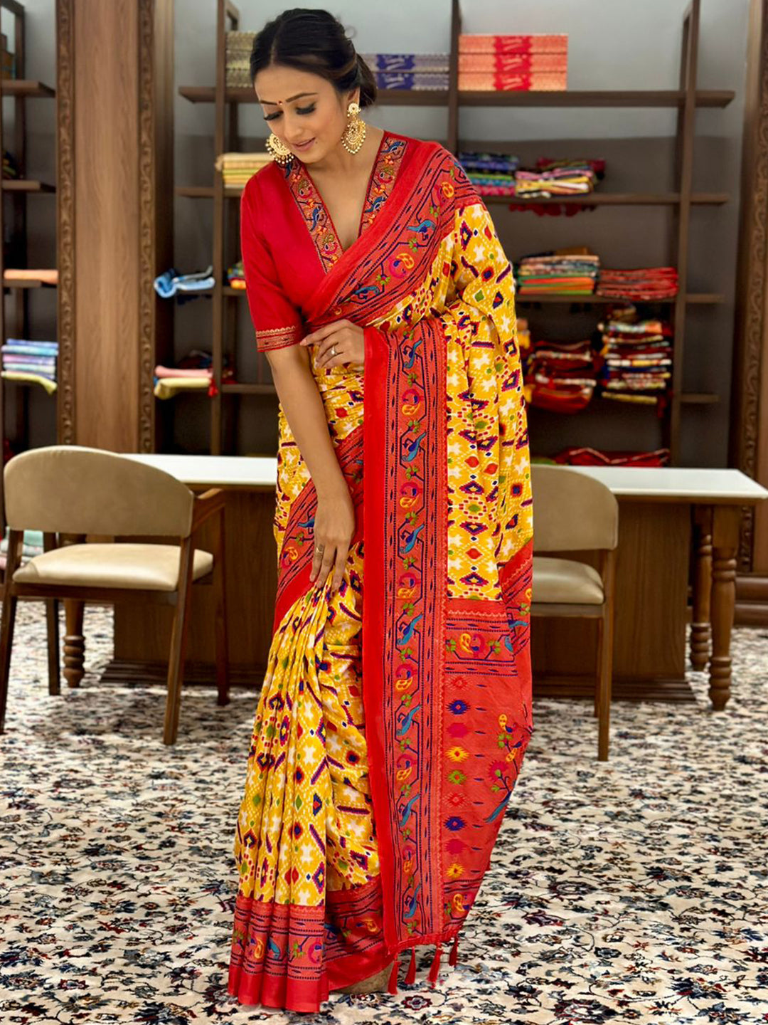 Design Soft Chanderi Silk Patola Festive Wear Saree