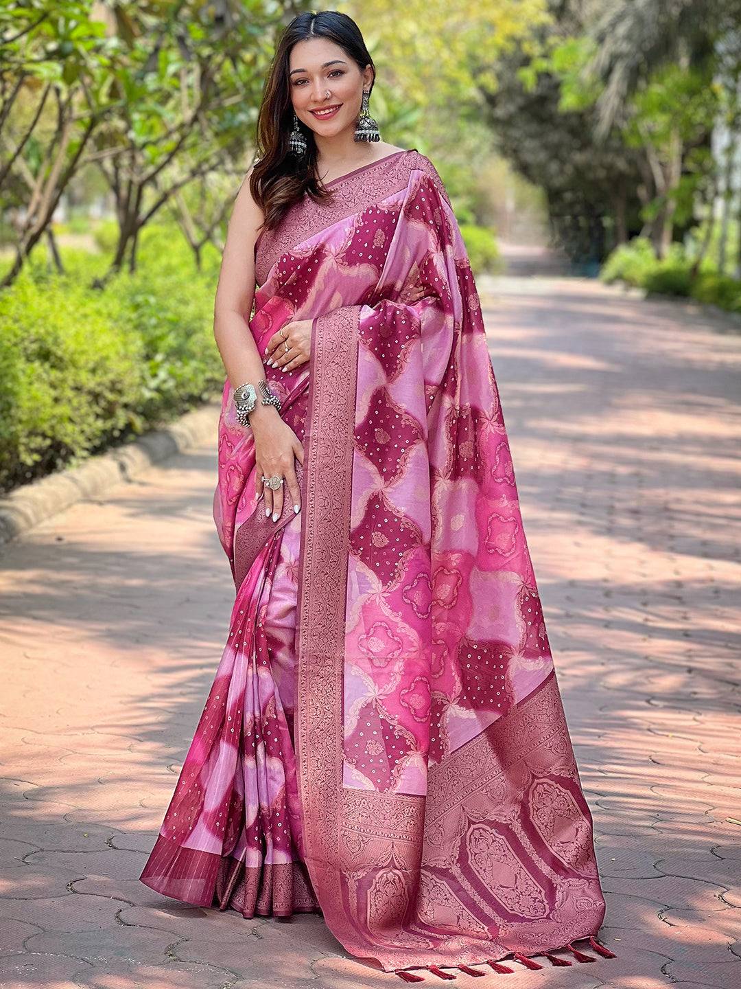 Lavender Digital Block Placement Print Saree