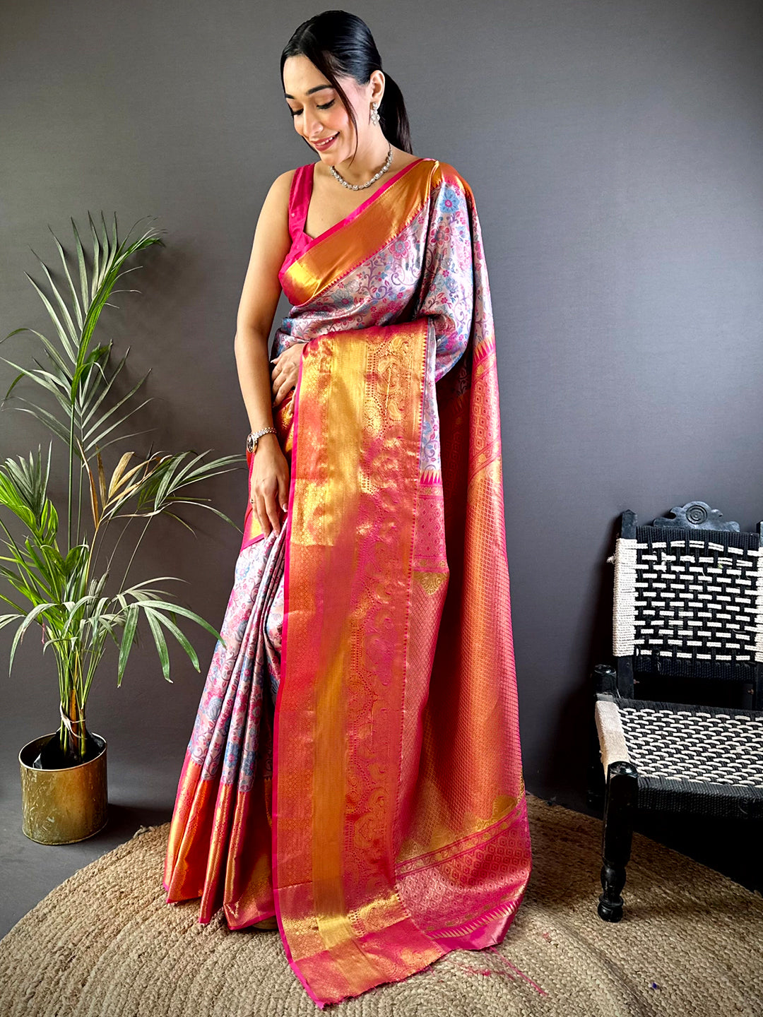 Radiance Dharmavaram Silk Floral Saree