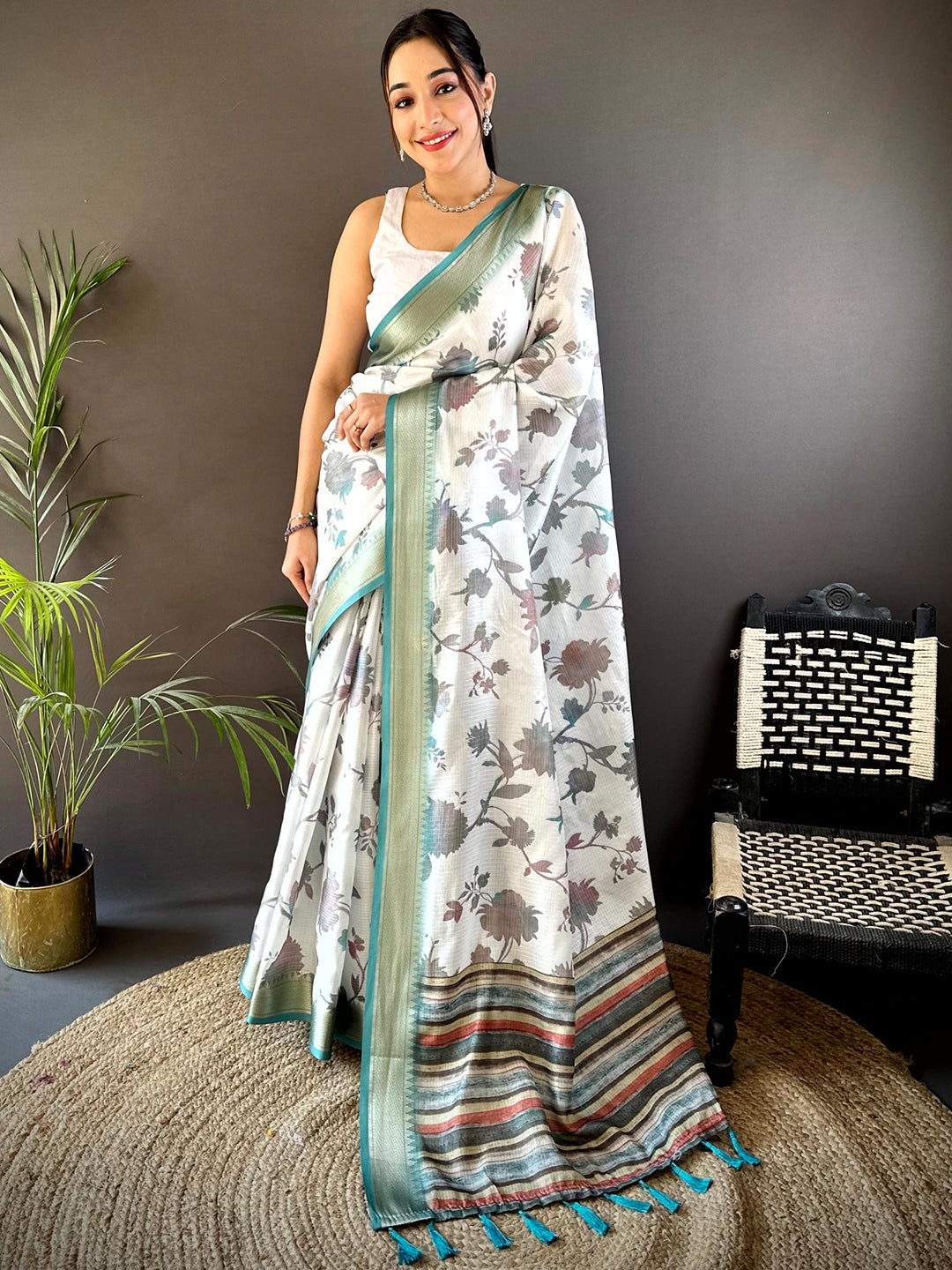 Rama Kota Doriya Floral Print Saree