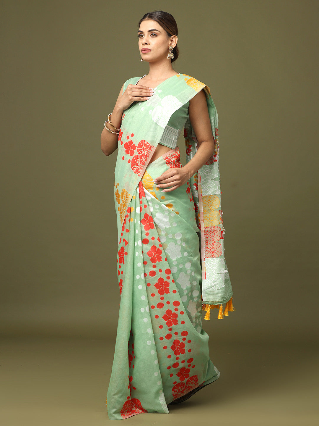  Dhakai Jamdani Cotton Silk Saree