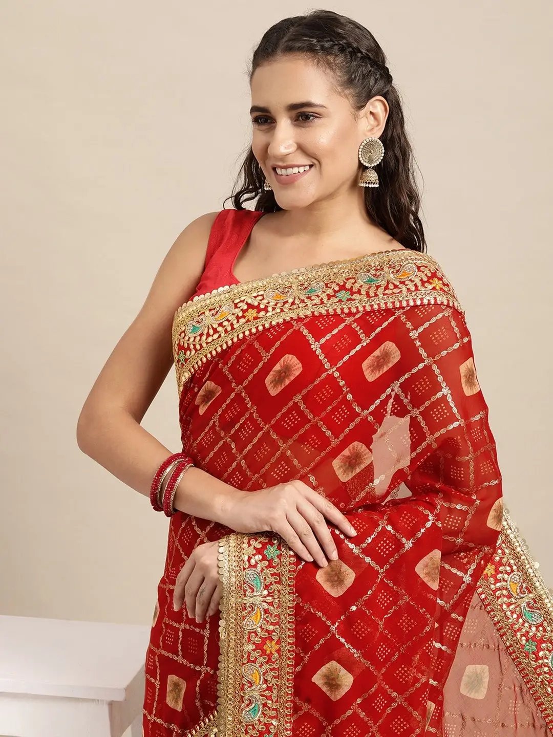  Chiffon Foil And Bandhej Print Saree