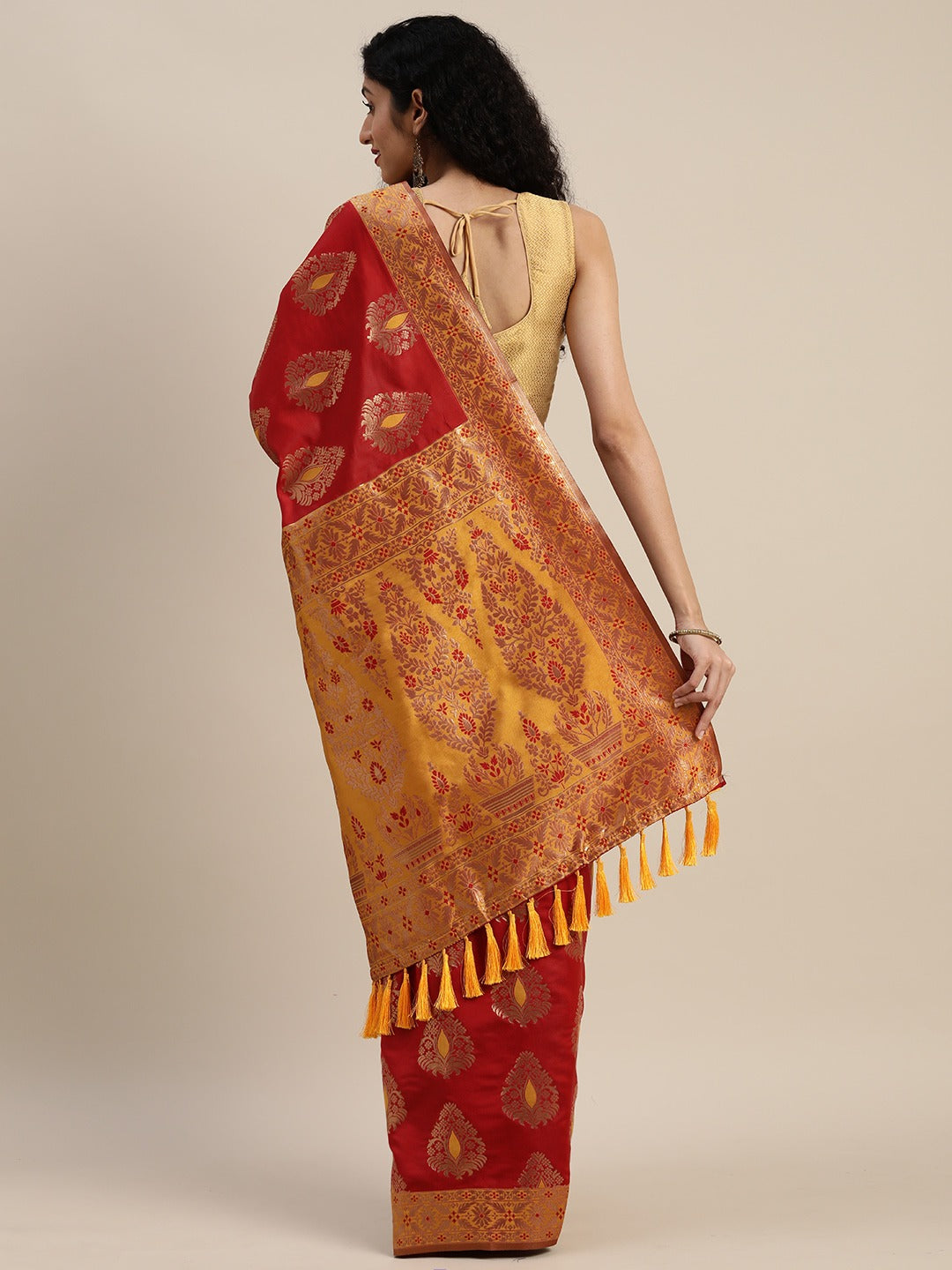 Stylish Red Colour Silk Woven Design Banarasi Saree