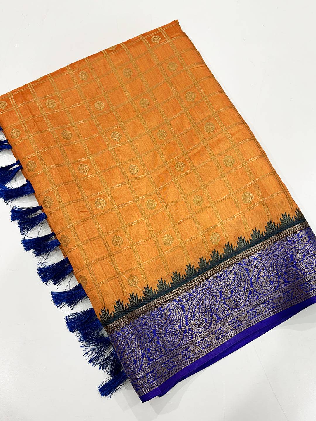 Vibrant Orange Kovai Banarasi Silk Saree