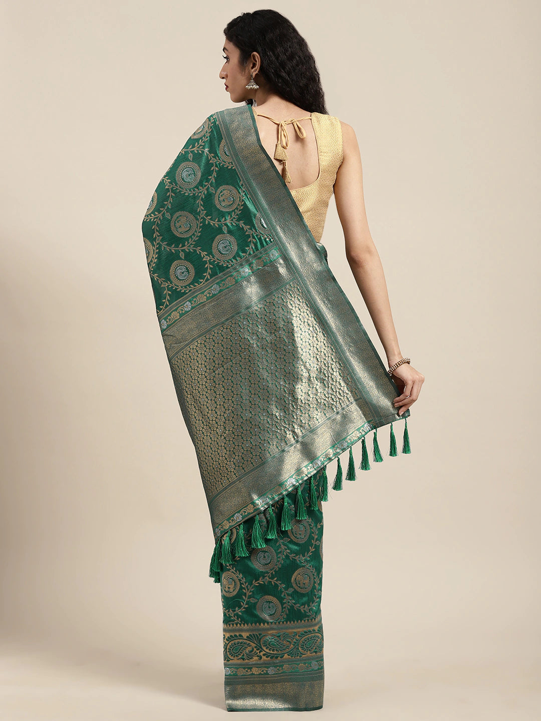  Banarasi Green Colour Woven Design Silk Saree