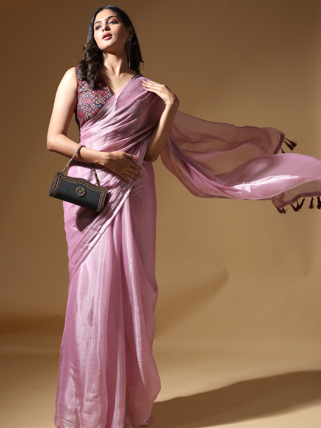 Chiffon Dual Tone Party Wear Designer Saree