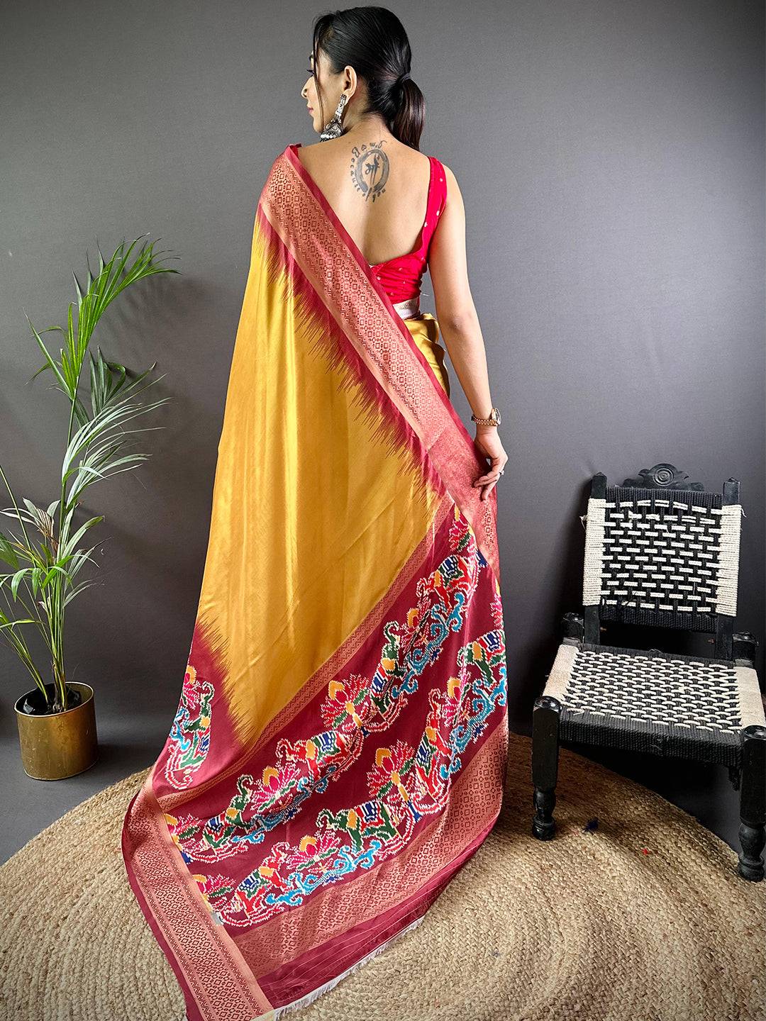 Desert Yellow Banarasi Silk Saree