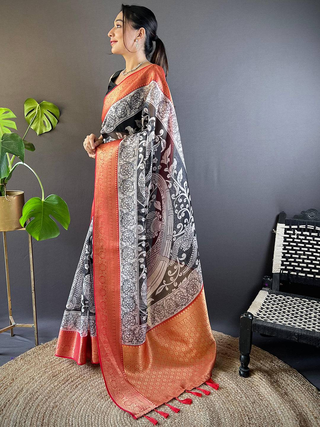 Pearl Kalamkari Kota Saree