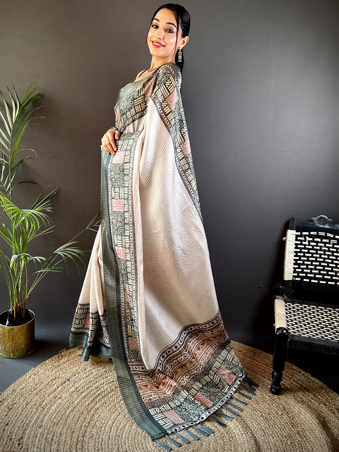 Radiant Black Soft Silk Digital Print Saree