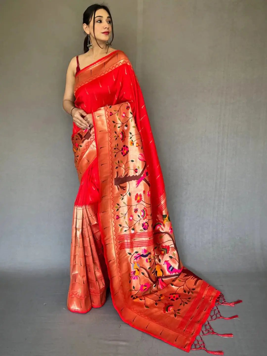 Royal Red Paithani Big Border Zari Woven Saree