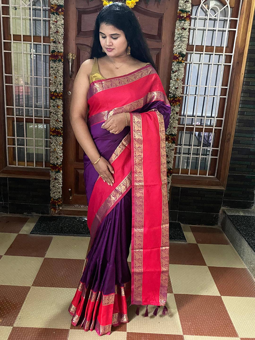 Purple Elegance Kanchi Zari Silk Saree