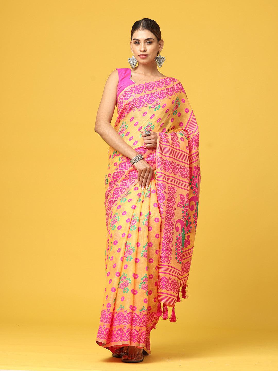 Dhakai Jamdani Light Weight Cotton Silk Saree