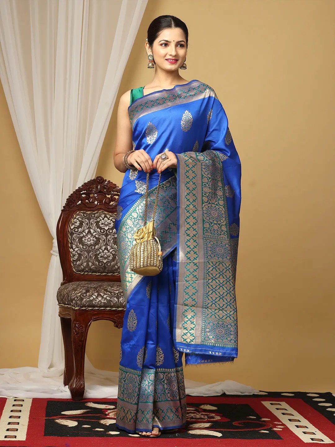 Banarasi Katan Silk Saree With Zari Butti