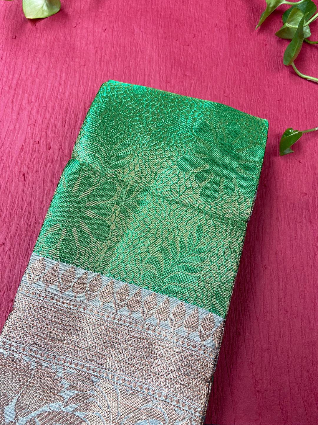 Parakeet Green Dhupian Silk With Ethnic Motifs Saree