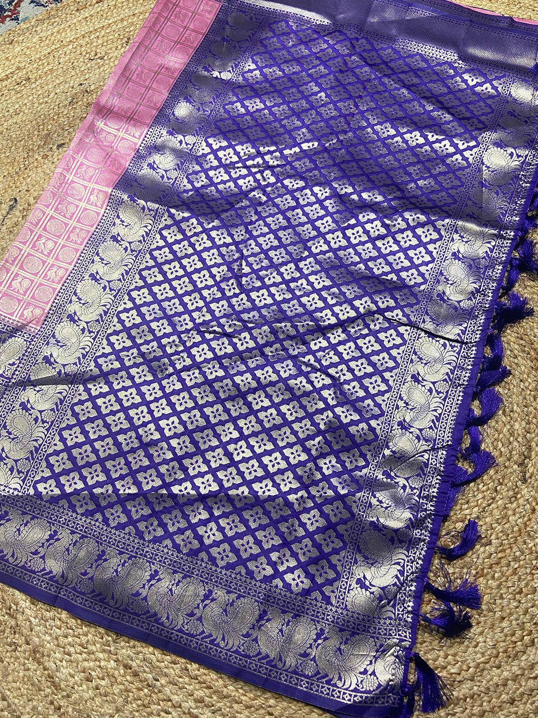 Baby Pink Woven Design Pattu Silk Saree