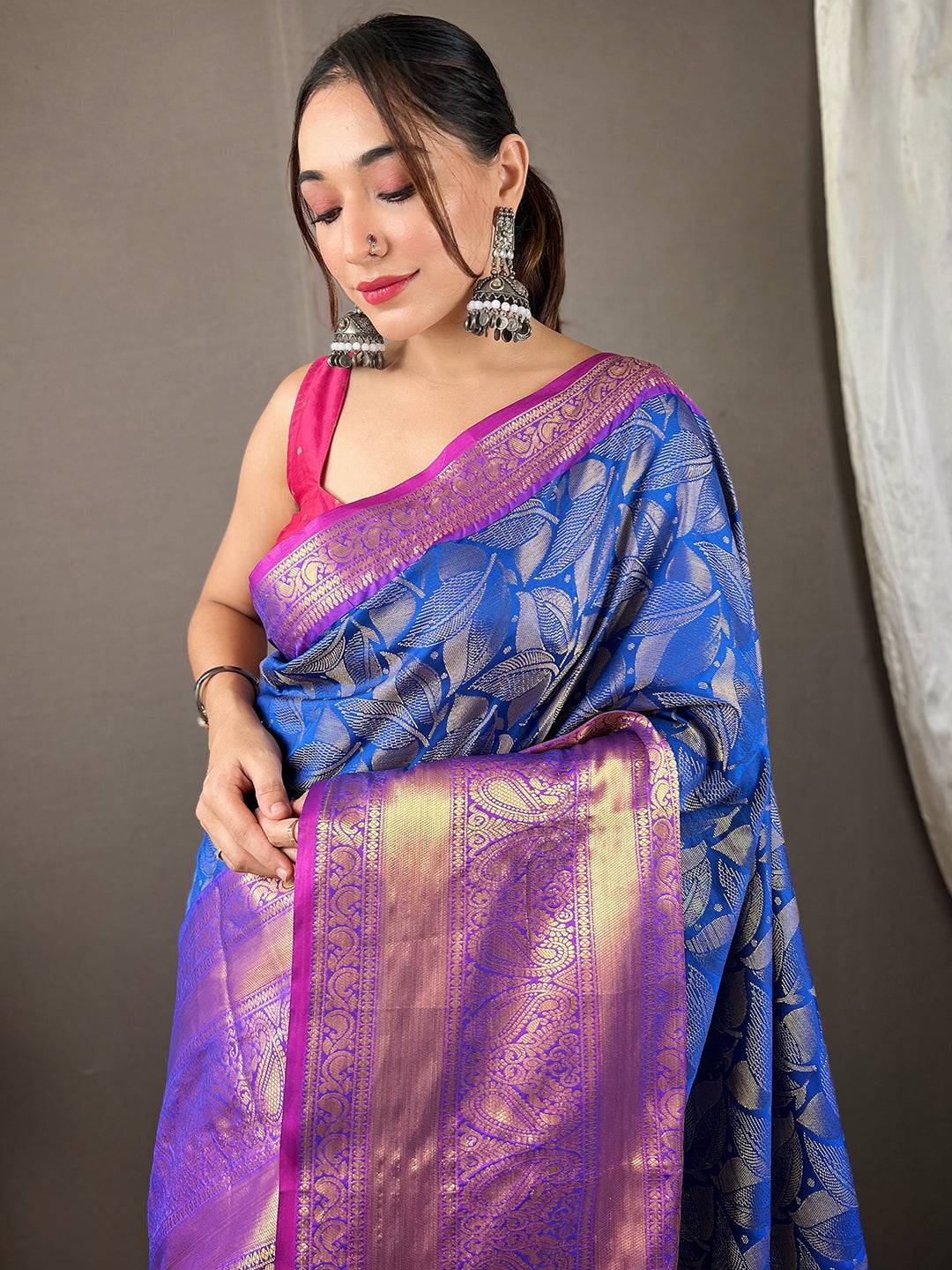 Vibrant Blue Banarasi Saree