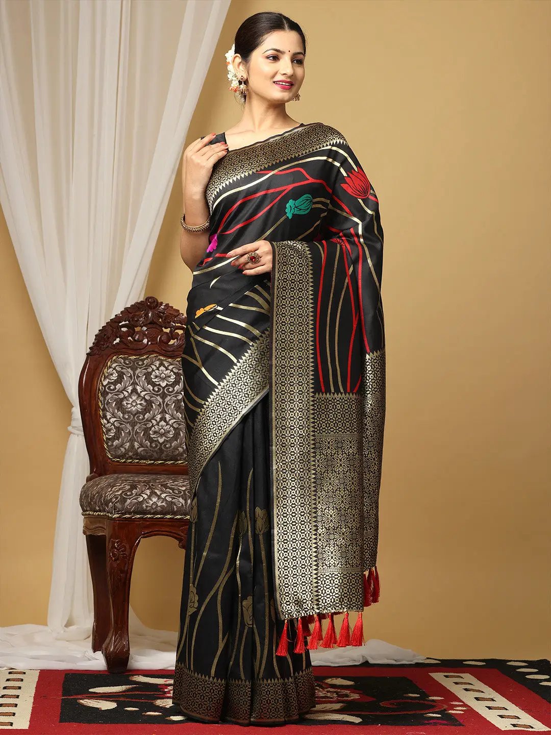 Banarasi Katan Silk Saree With Zari Butti