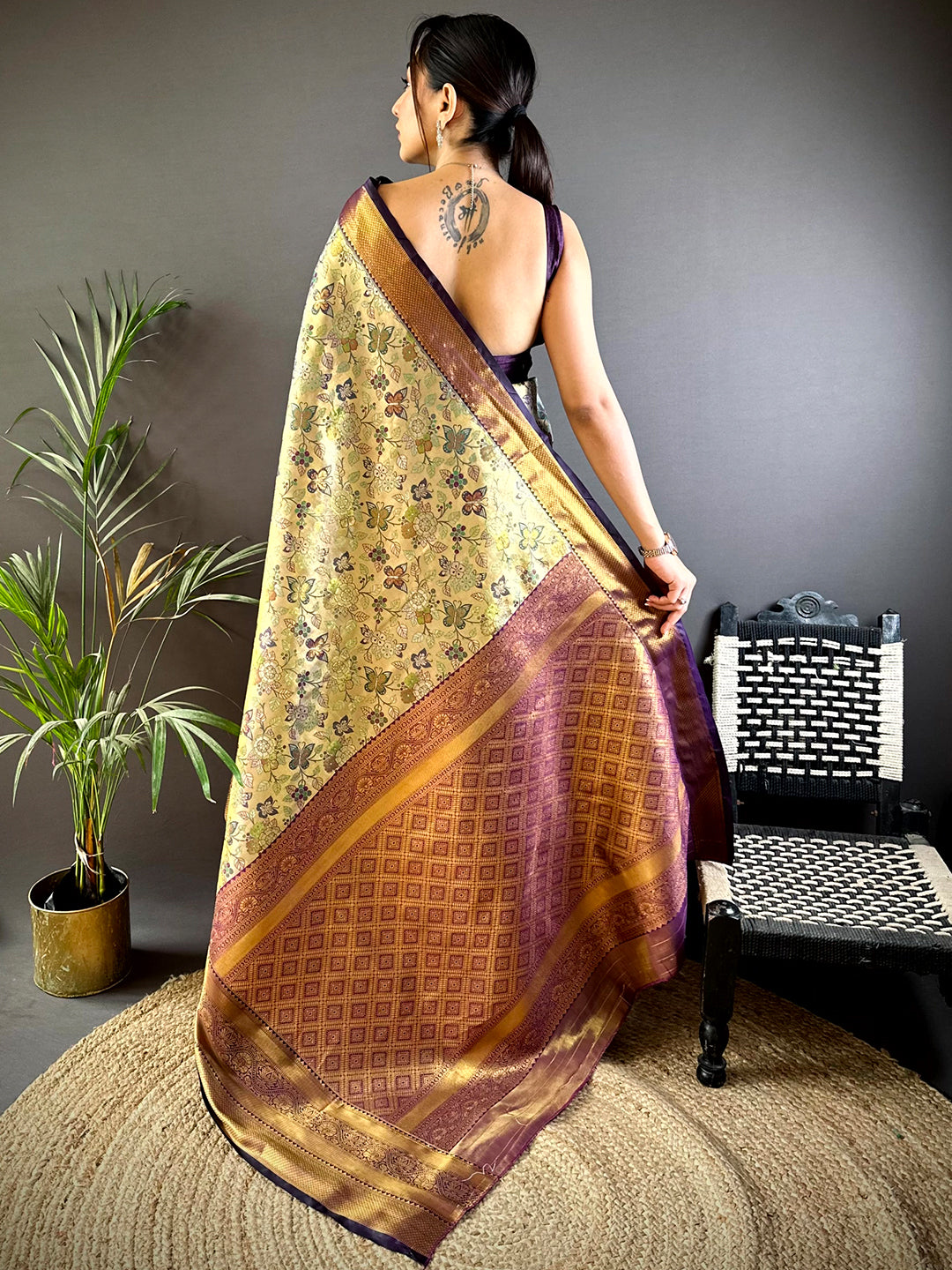 Purple Dharmavaram Butterfly Silk Saree