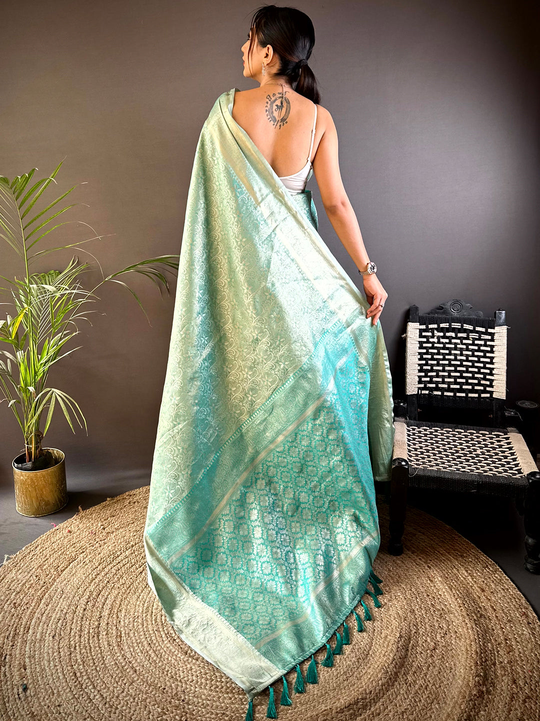 Light Pista Soft Kanjivaram Silk Saree