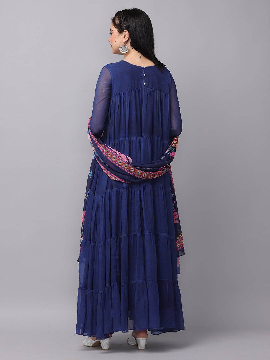 Royal Sapphire Blue Georgette Long Dress