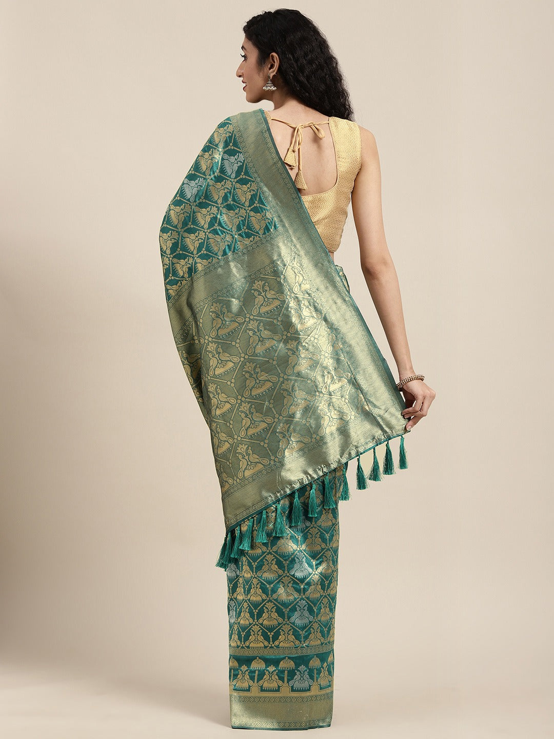  Beautiful Banarasi Green Colour Saree